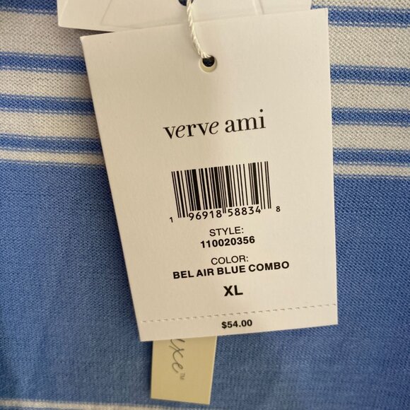 NWT Verve Ami Womens Open Front Cardigan XL Bel Air Blue Striped Lightweight - Picture 5 of 7
